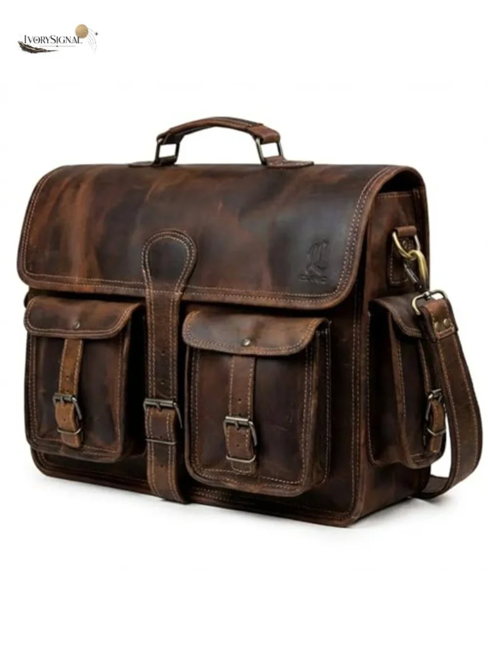 Handmade Full Grain Leather Messenger Bag for Men, 16 Inch Laptop Crossbody
